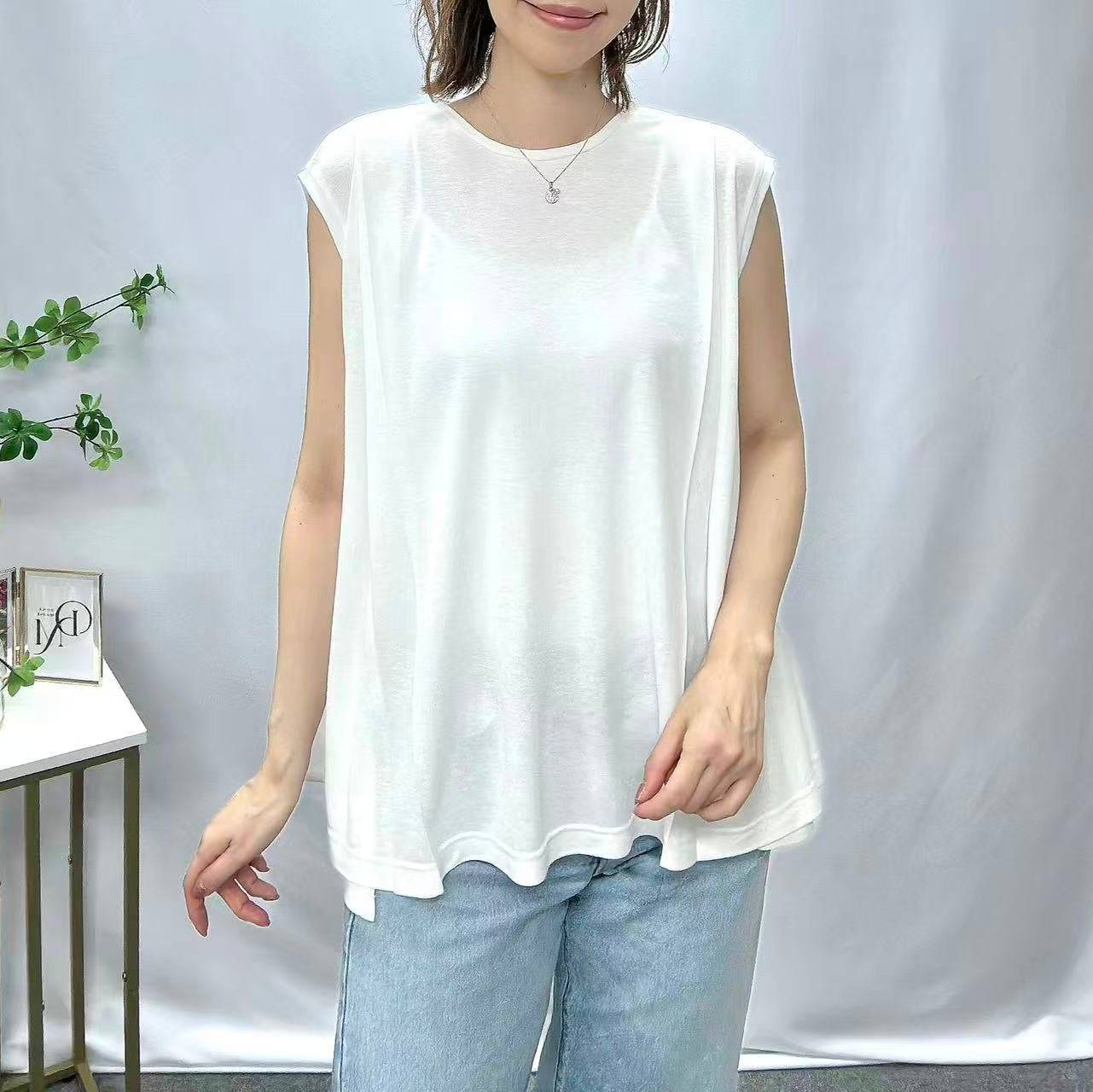 接触冷感フレンチスリーブプルオーバー