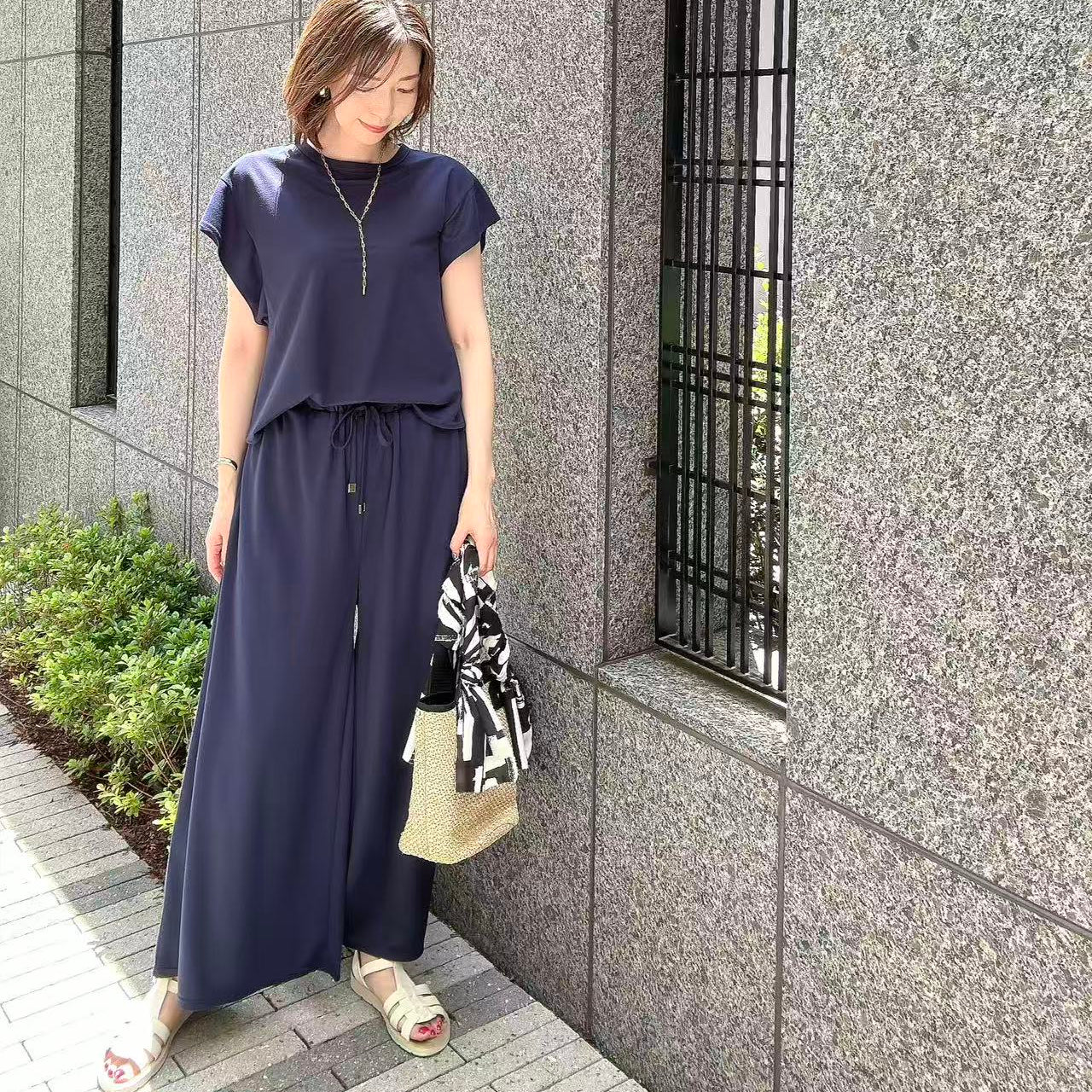 接触冷感ワイドパンツ
