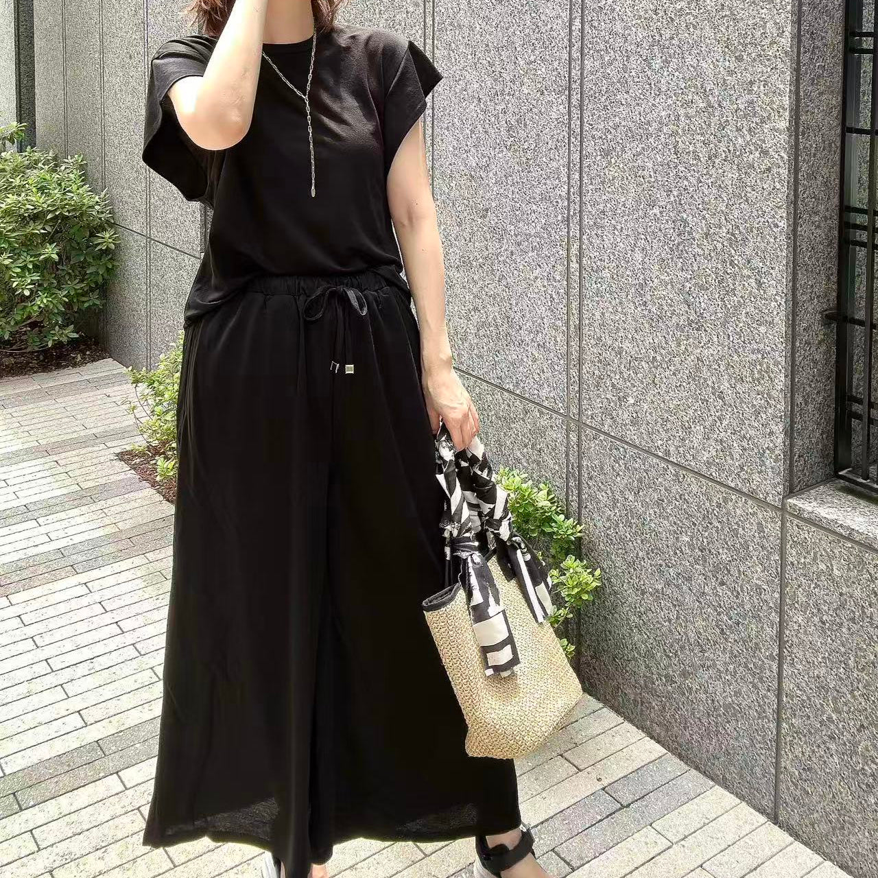 接触冷感ワイドパンツ